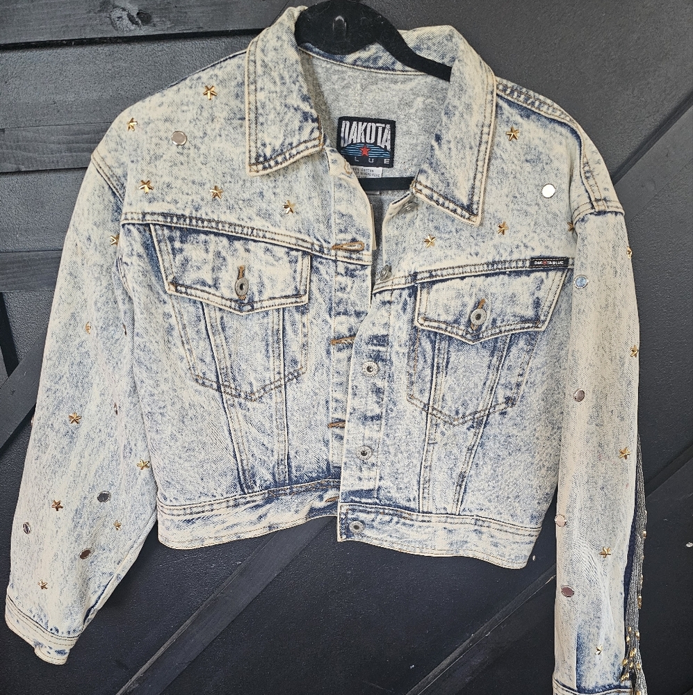 Vintage New With Tags Dakota Acid Was Beaded Fringe Jacket